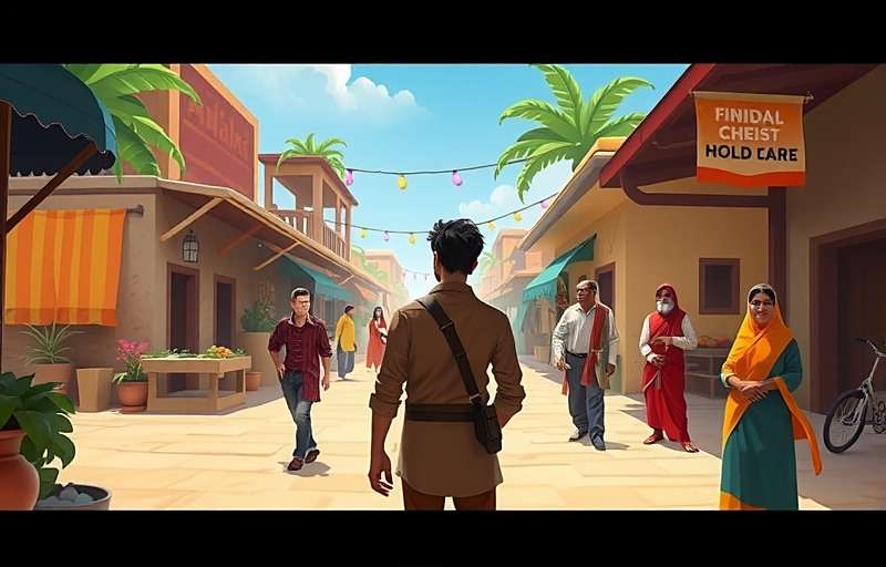 Fennel Quest Legend Village Gameplay Fennel Quest Legend gameplay showing a character in traditional kurta exploring a village market with Indian-style shops and NPCs in regional attire