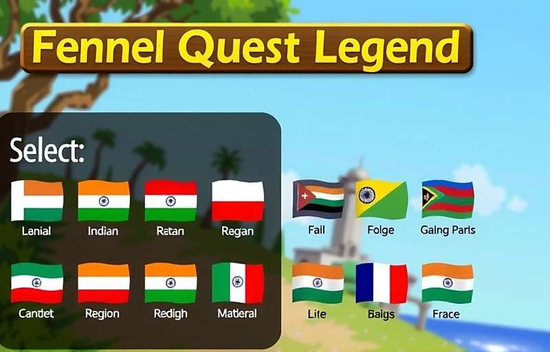 Fennel Quest Legend Language Options Fennel Quest Legend language selection screen showing 11 Indian language options with regional flags